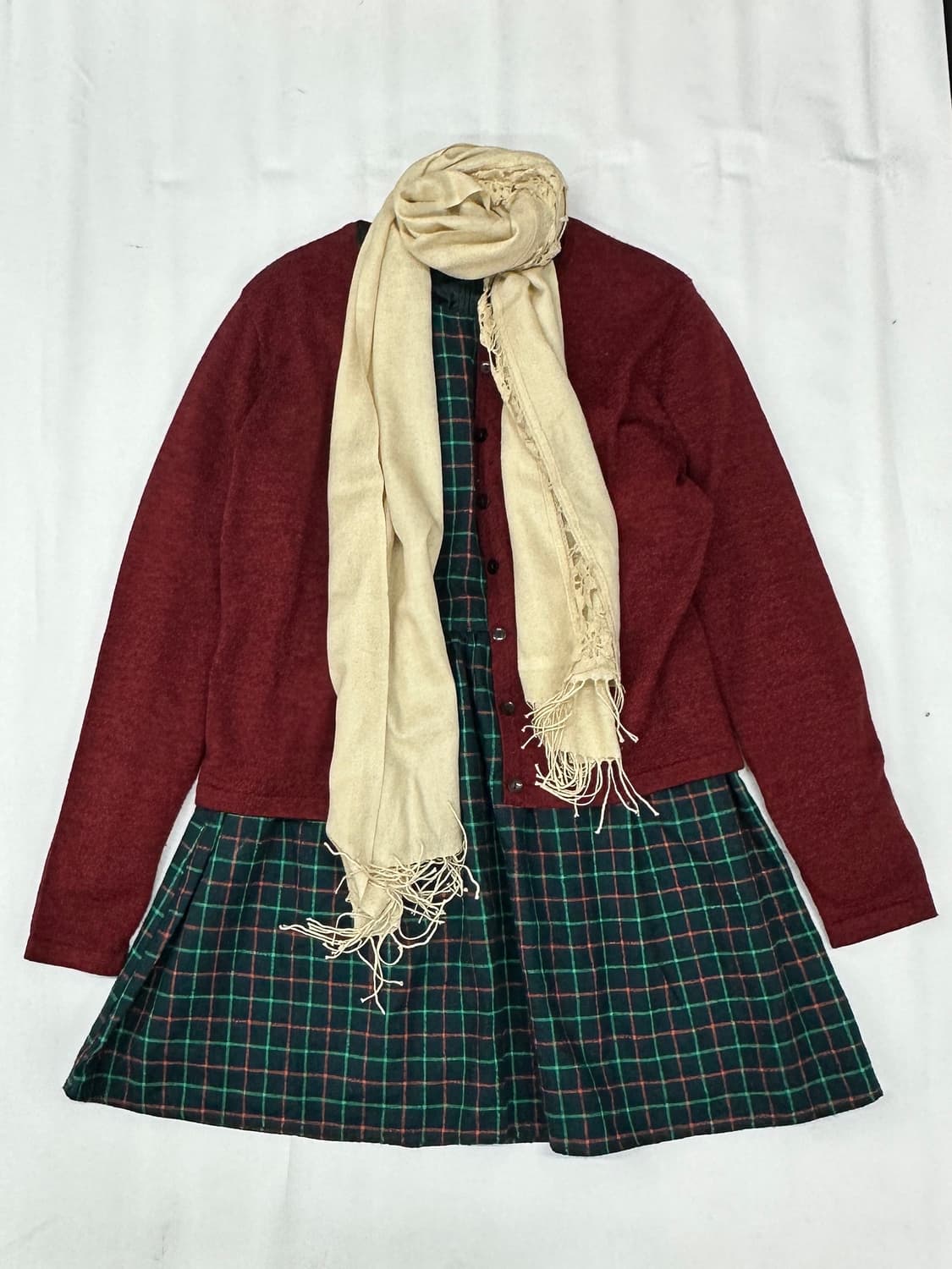 ♥️하구미의 어스뮤직  코디세트♥️ 머플러 원피스 베이비돌 레드 가디건 상품이미지2