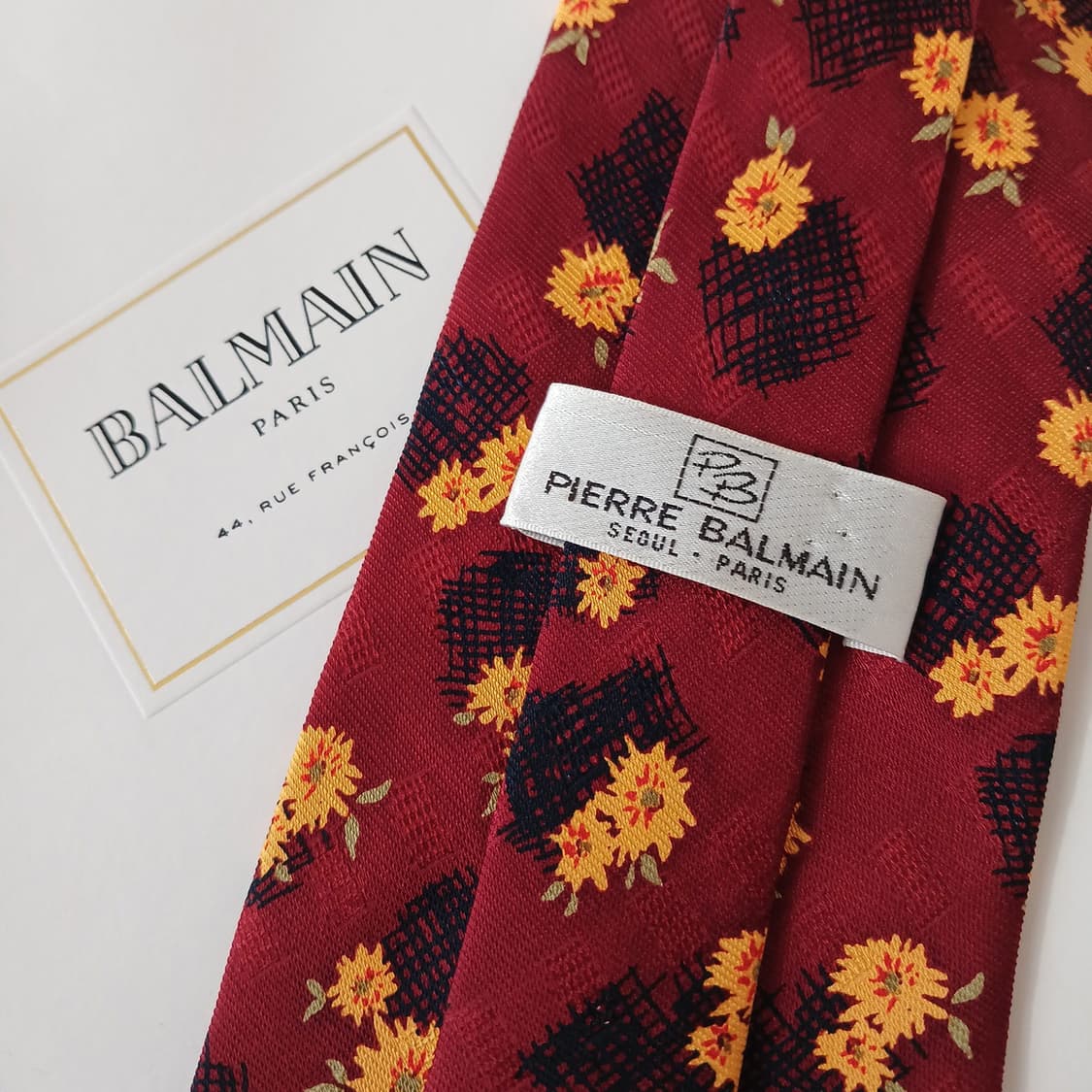 발망 실크 레드 플라워 아트 패턴 넥타이 9.5cm A+등급 A19161 상품이미지5