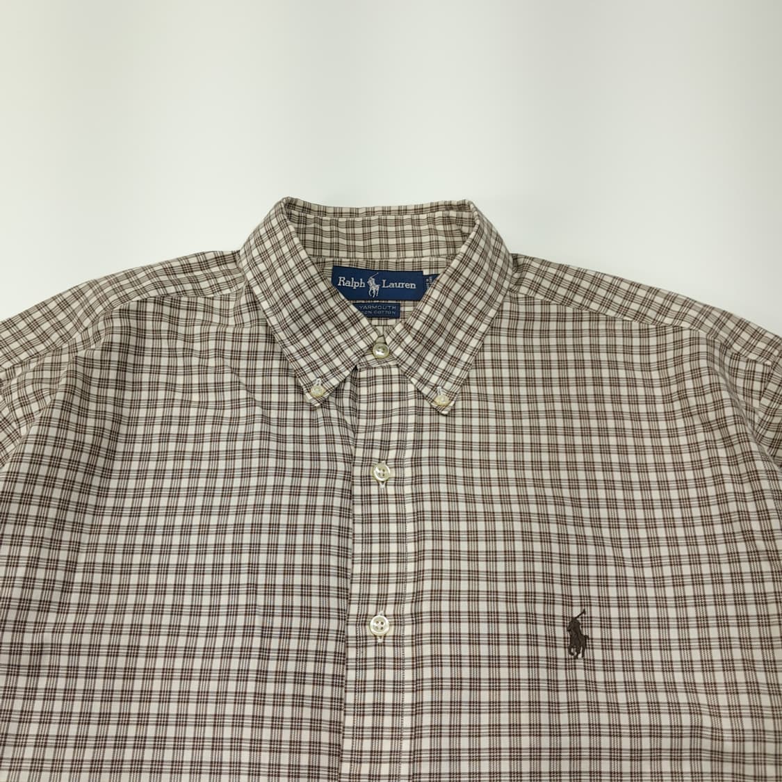 CL597 2XL 폴로 90s 홍콩판 태터솔체크 브라운 셔츠 남방 상품이미지2