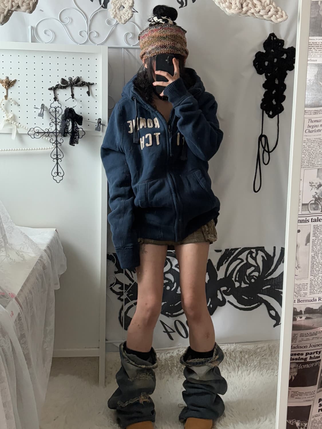 • Abercrombie Navy Wolf fur Hoodie zip-u 상품이미지2