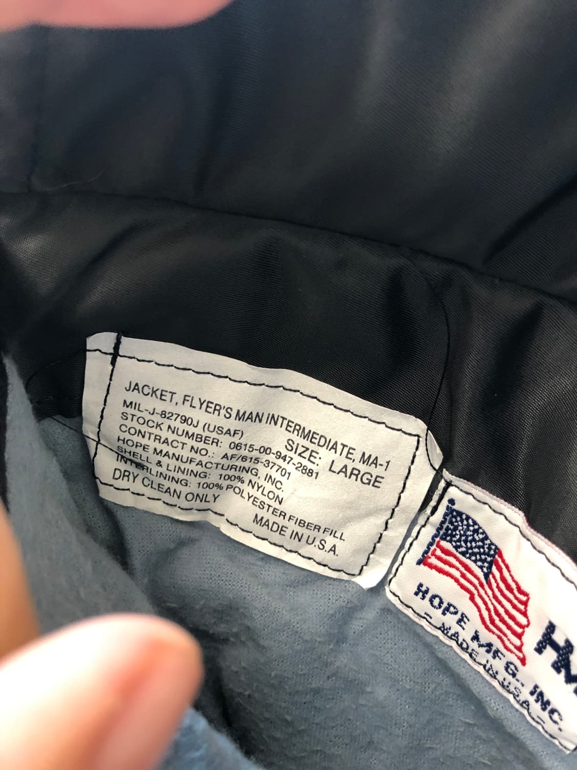 90s HOPE mfg 블랙 MA-1 시티 카모 안감 상품이미지6