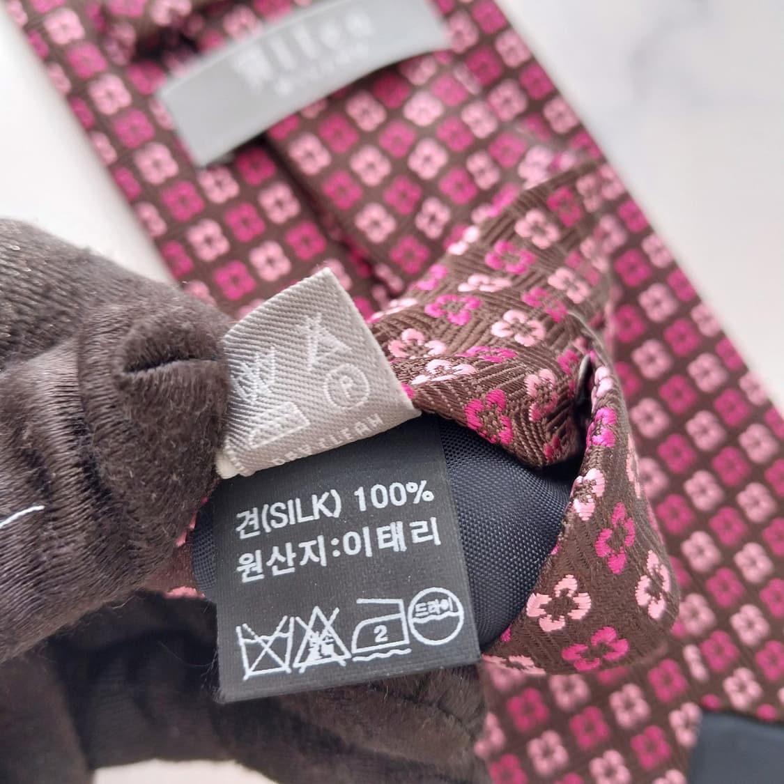 알테아 실크 브라운 플라워 패턴 넥타이 9.1cm A+등급 K2355 상품이미지10