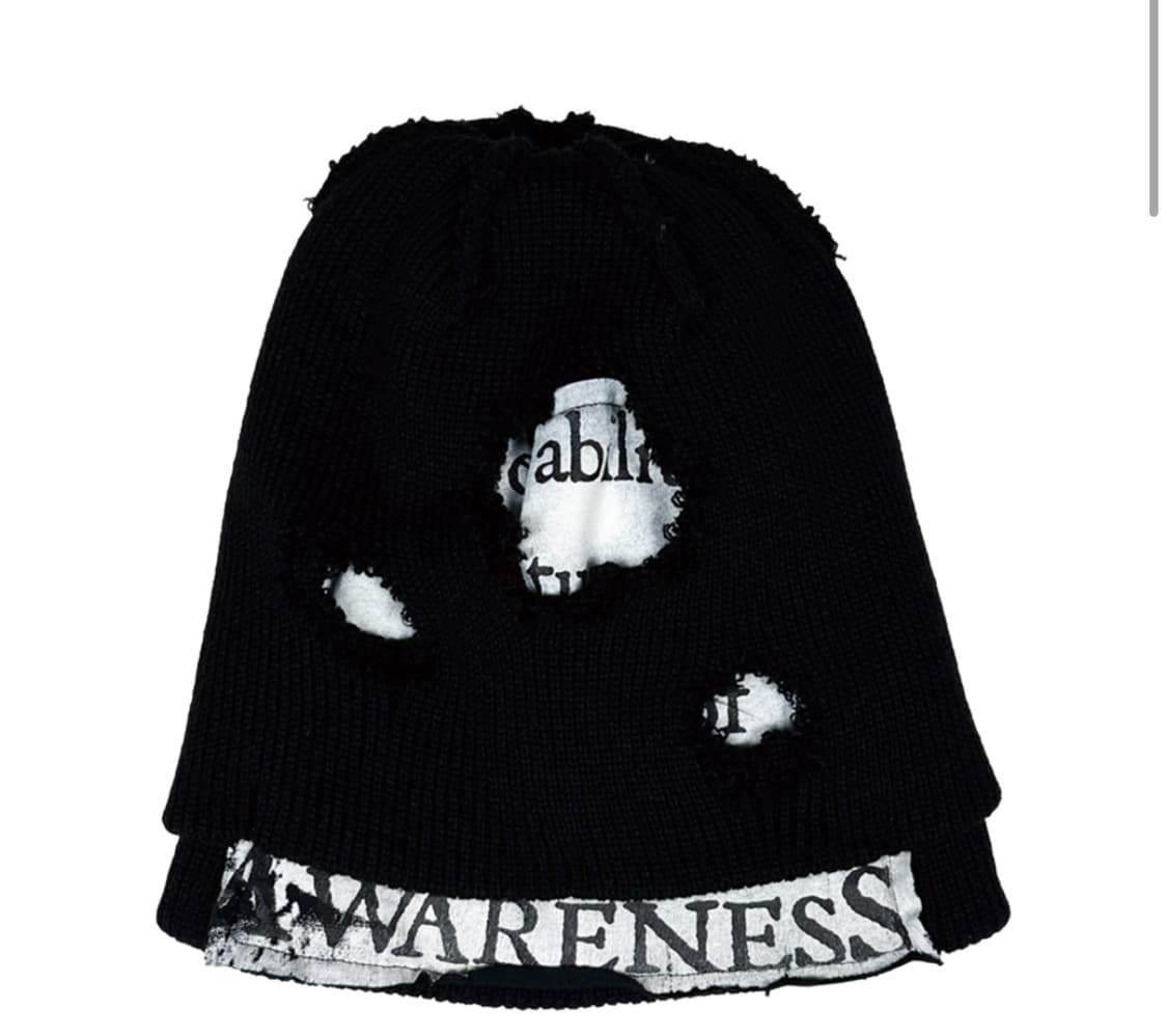 레저렉션13 레이어드 데미지 비니 블랙 리쿠 비니 상품이미지1