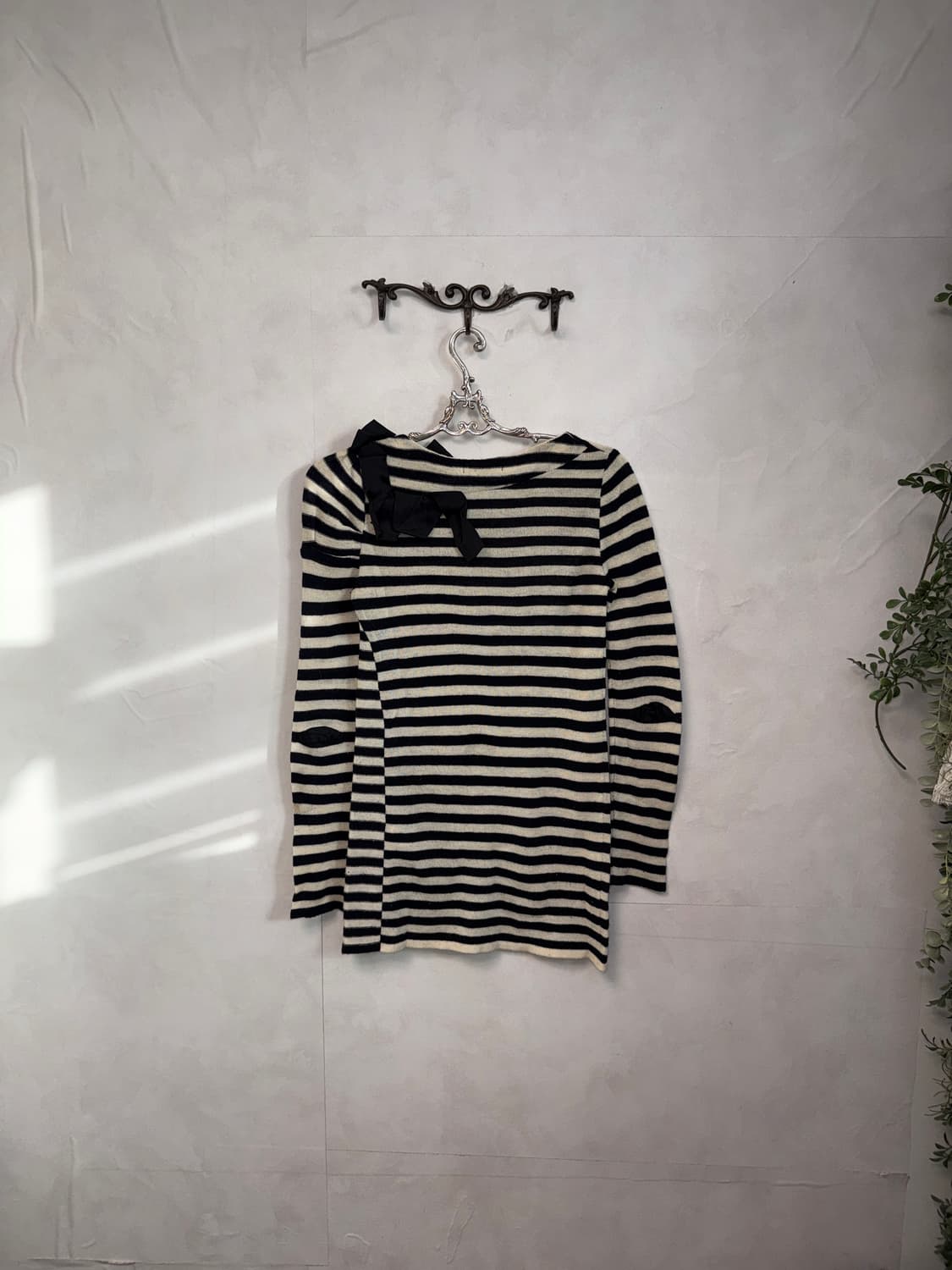SJSJ black&white stripe wool ribbon knit 상품이미지9