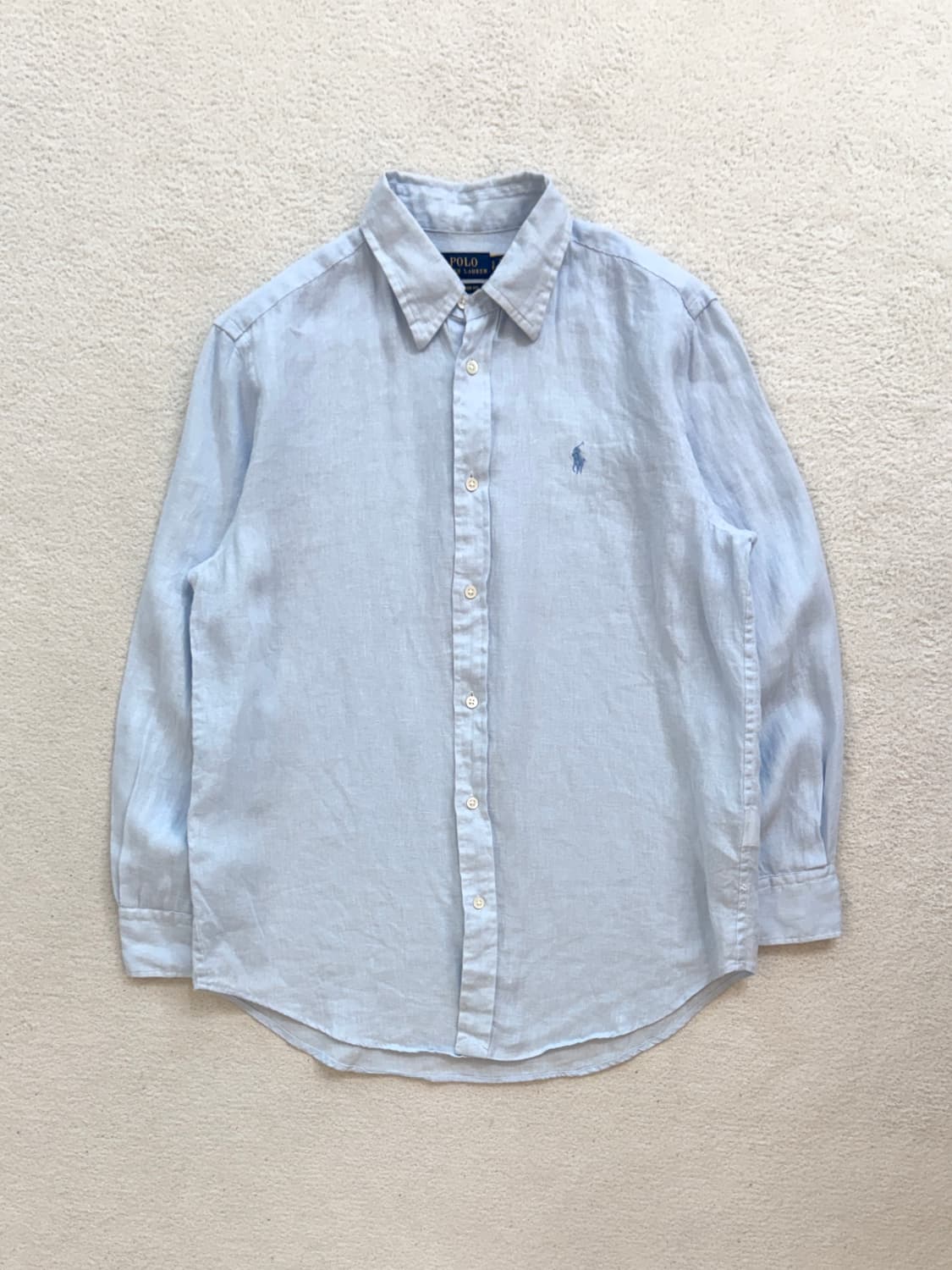 QR 폴로 파스텔블루 린넨 셔츠 상품이미지2