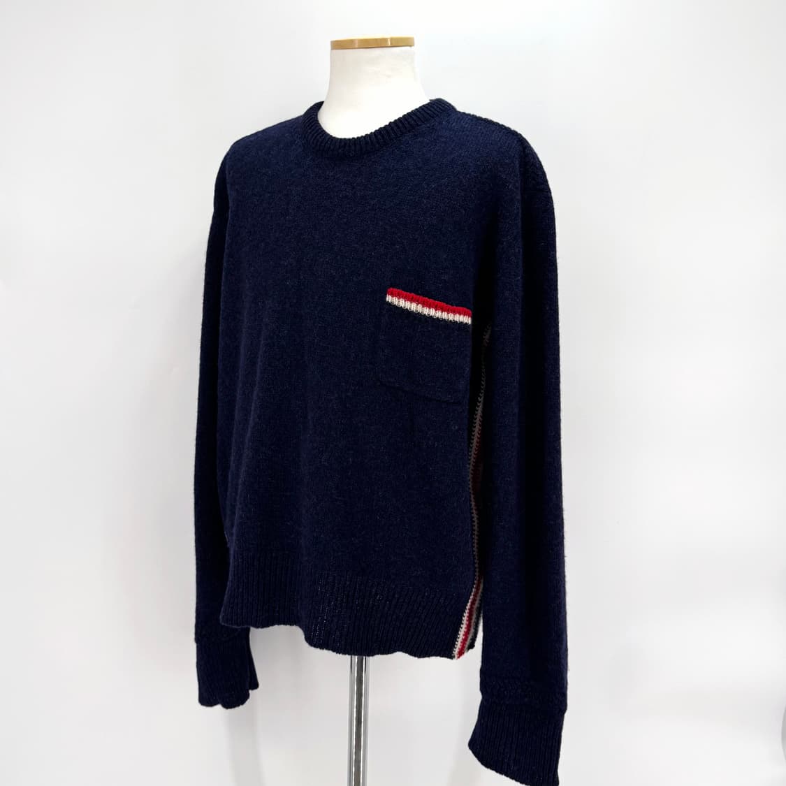 [5사이즈] 톰브라운 삼선 니트 스웨터 네이비 (MKA240A) 상품이미지3