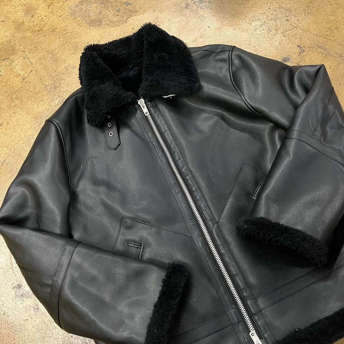 [정품/L] 도프 제이슨 블랙 레더 무스탕 자켓 b18 상품이미지1