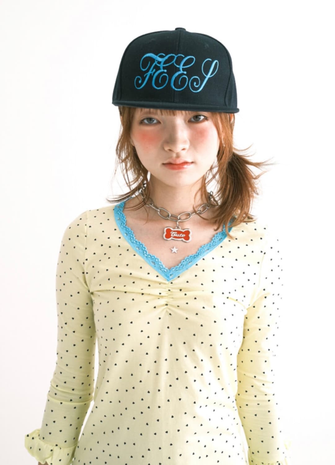 샵페어리 미니 하트 레이스 탑 레몬 상품이미지1