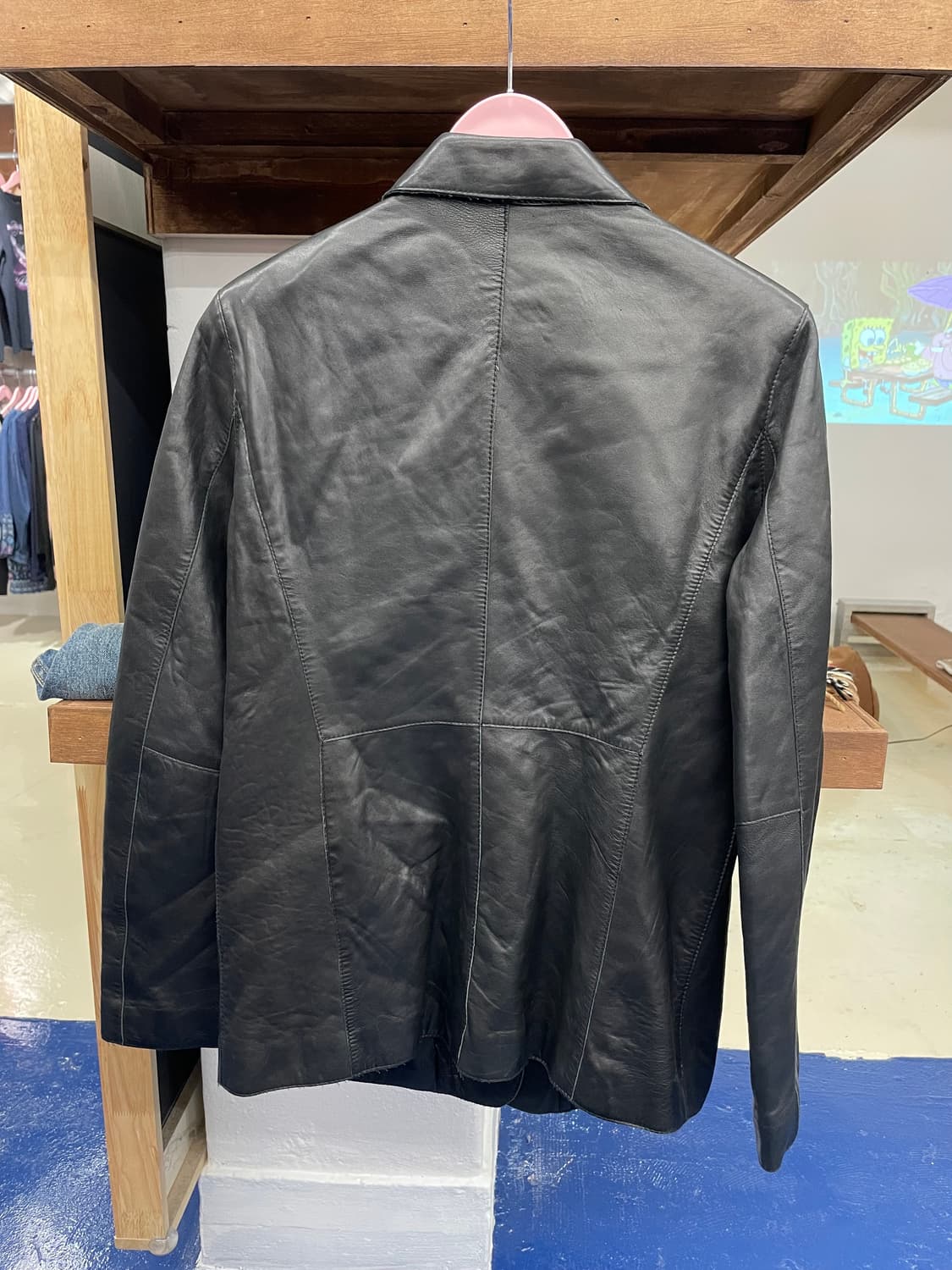 vtg Lambskin 투버튼 레더 블레이저 상품이미지5