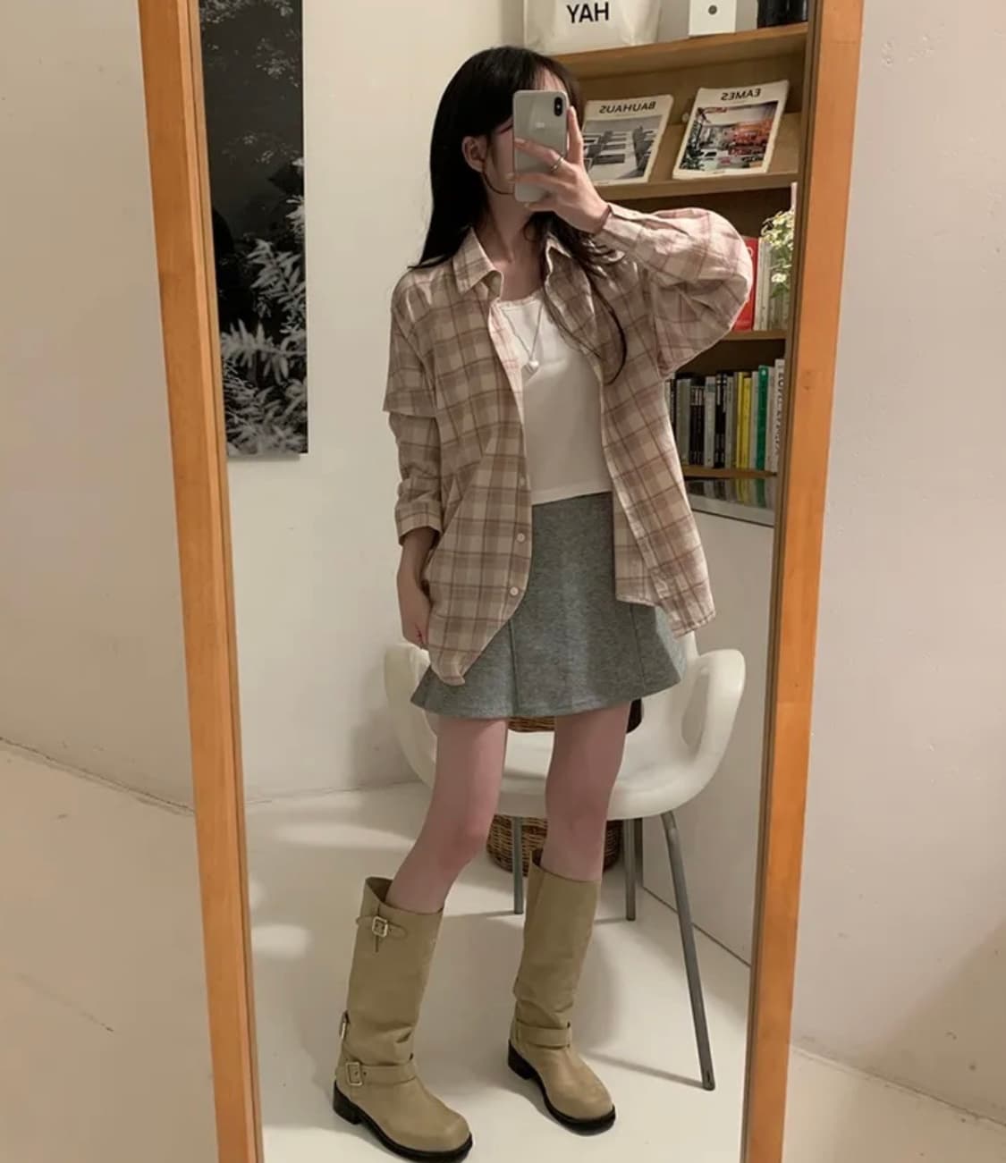 모모 복숭아 체크셔츠 상품이미지10