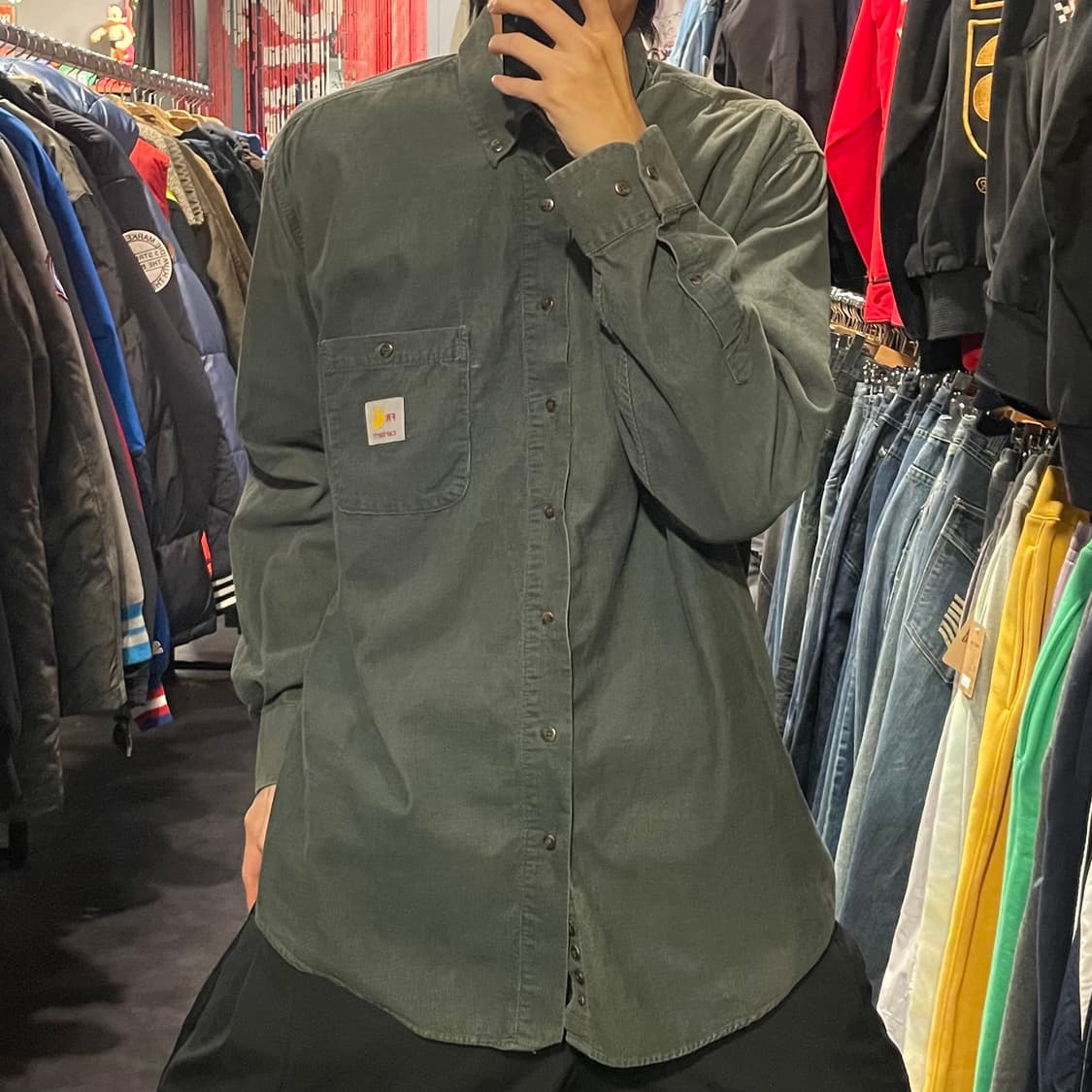 [IM] carhartt 칼하트 코듀로이 카키 긴팔셔츠 상품이미지3