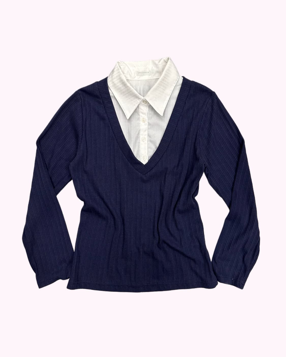 navy layered pattern blouse 상품이미지1