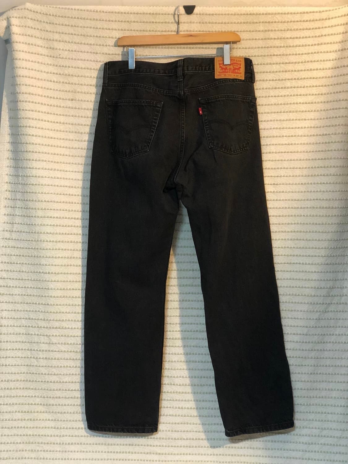 리바이스 555 96 릴렉스드 스트레이트 흑청 데 님 블랙진 34x32 상품이미지2