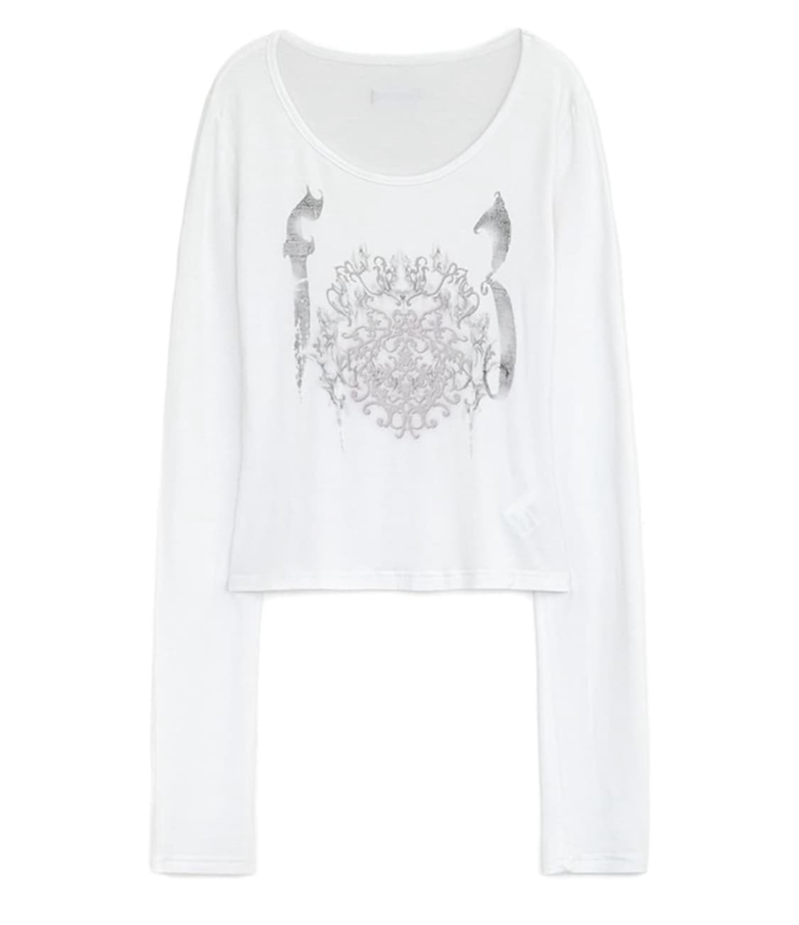 허그유어스킨 오너먼트 프린트 탑 티셔츠 화이트 상품이미지1