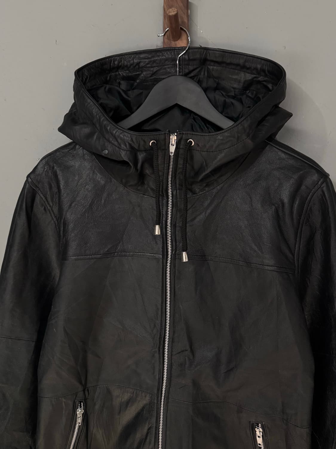 Roshell 양가죽 후드집업 가죽자켓 상품이미지3