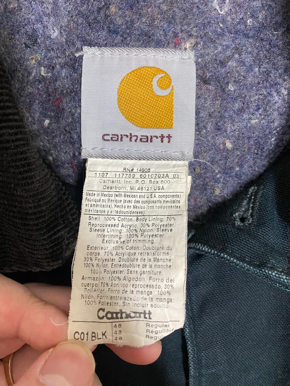칼하트 C01 BLK 초어코트 48 빈티지 자켓 상품이미지3
