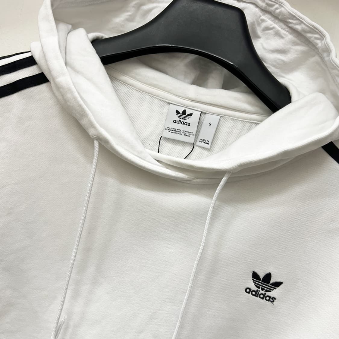 아디다스 화이트 크롭 후드티 S 상품이미지3