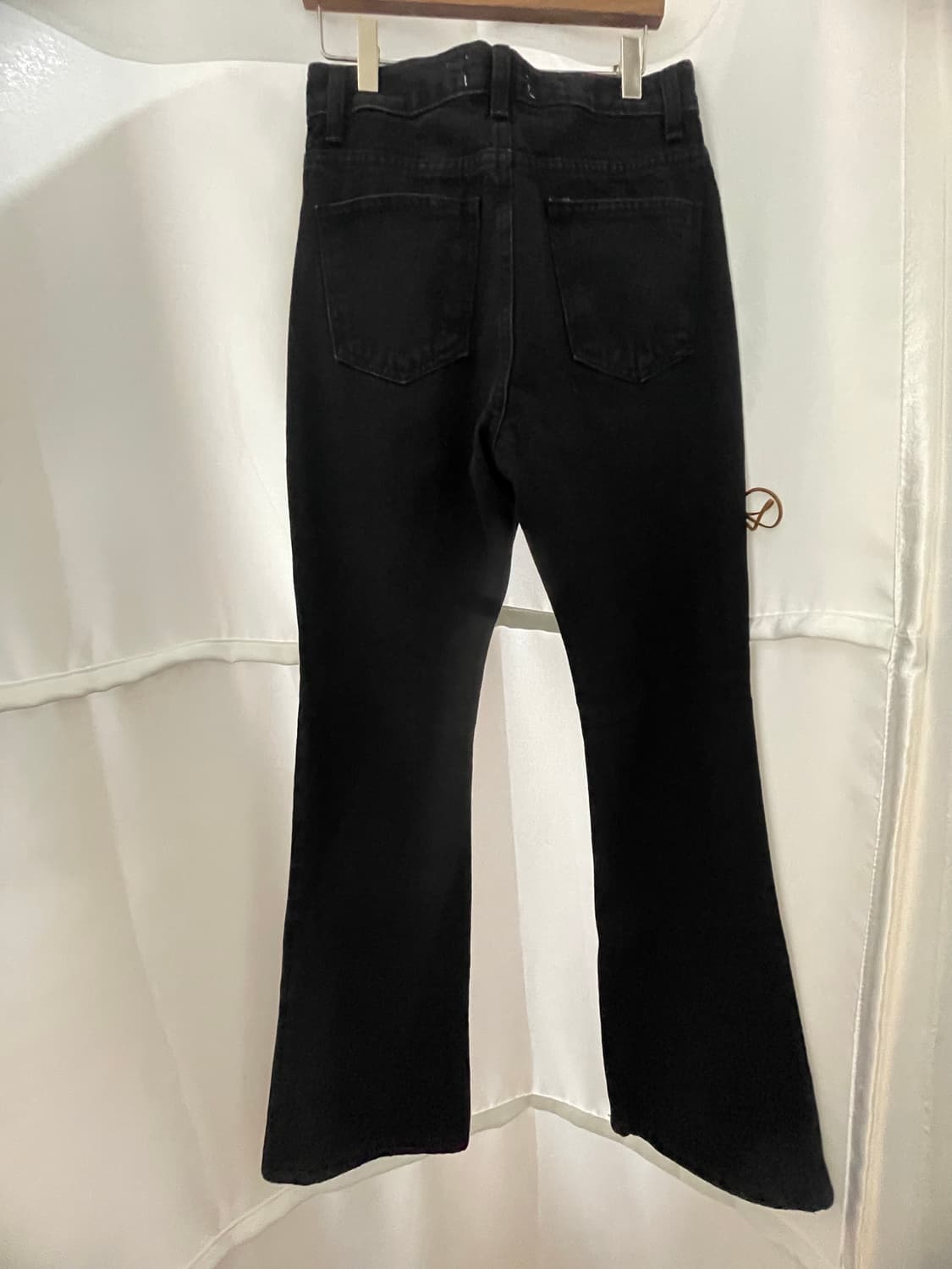 블랙 레이스업 부츠컷 데님 팬츠  상품이미지2