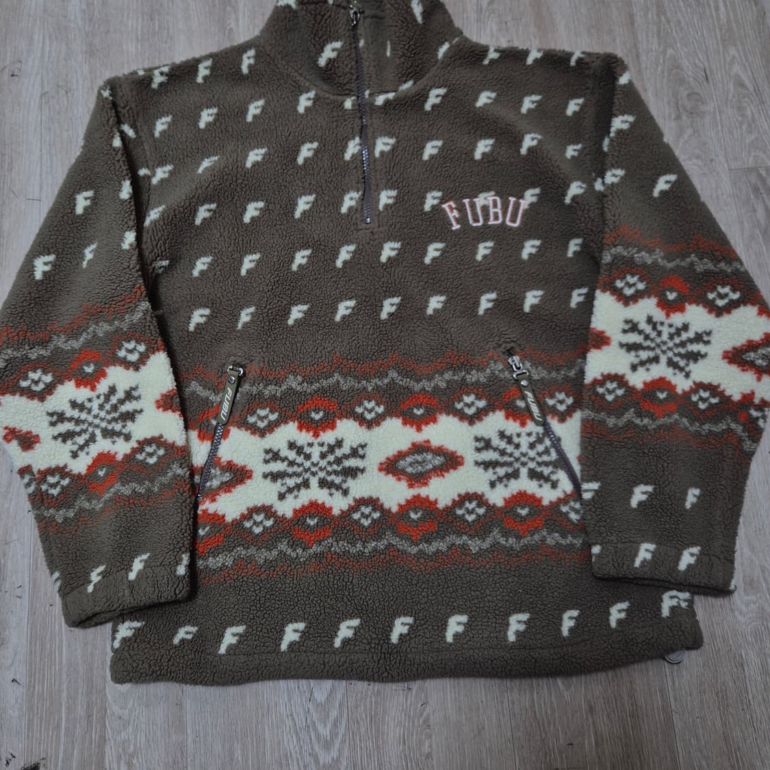 FUBU 푸부 올드스쿨 멀티로고 반집업 아노락 플리스 후리스 S(90) 상품이미지3