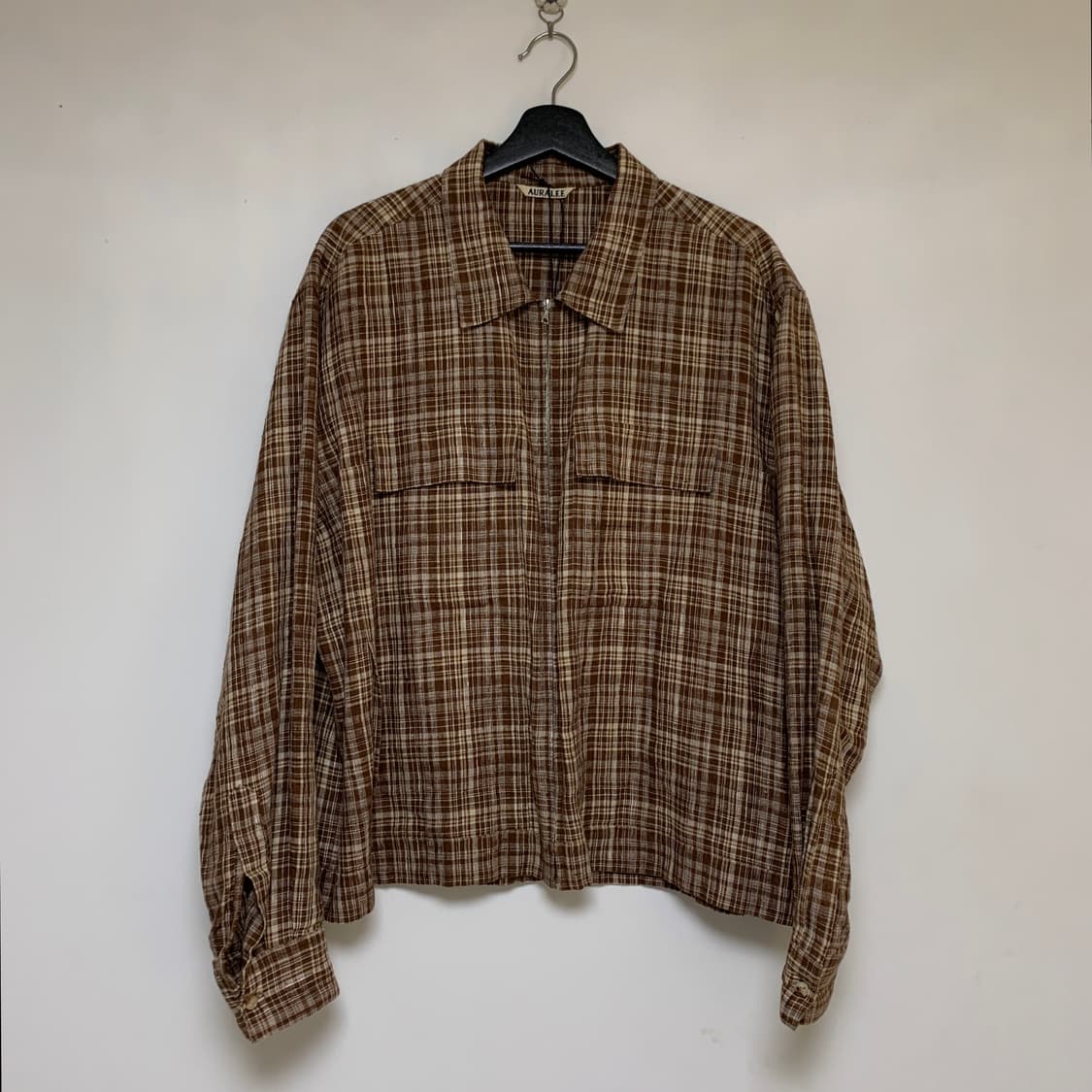 오라리 체크 린넨 실크 블루종 자켓 상품이미지5