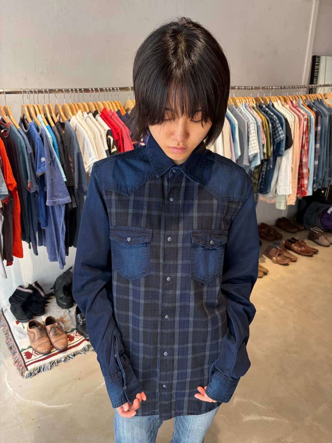 ZARA MAN 데님 컬렉션 체크 남방 M 상품이미지6