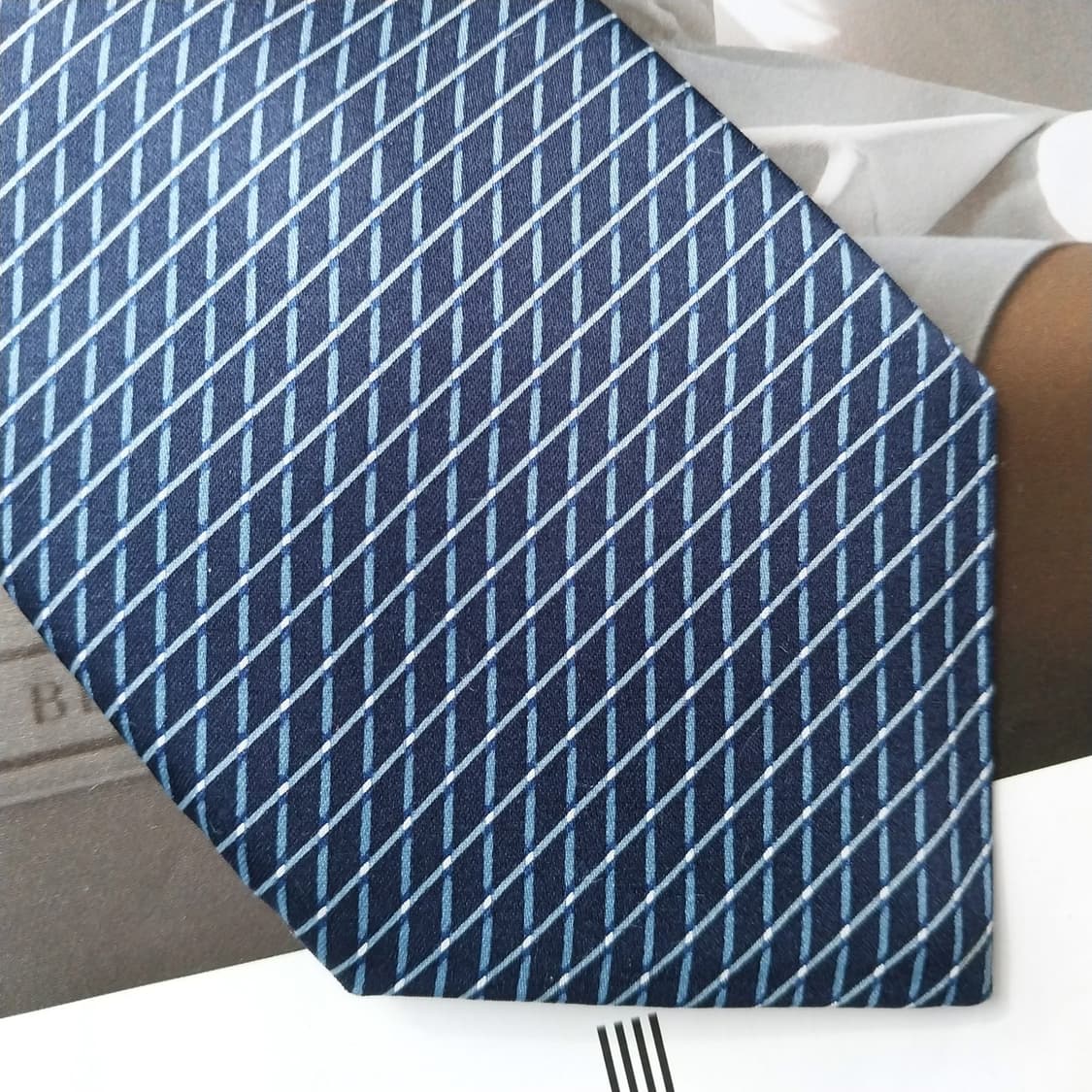 랑방 실크 네이비 스트라이프 넥타이 8.1cm A+등급 K2193 상품이미지7