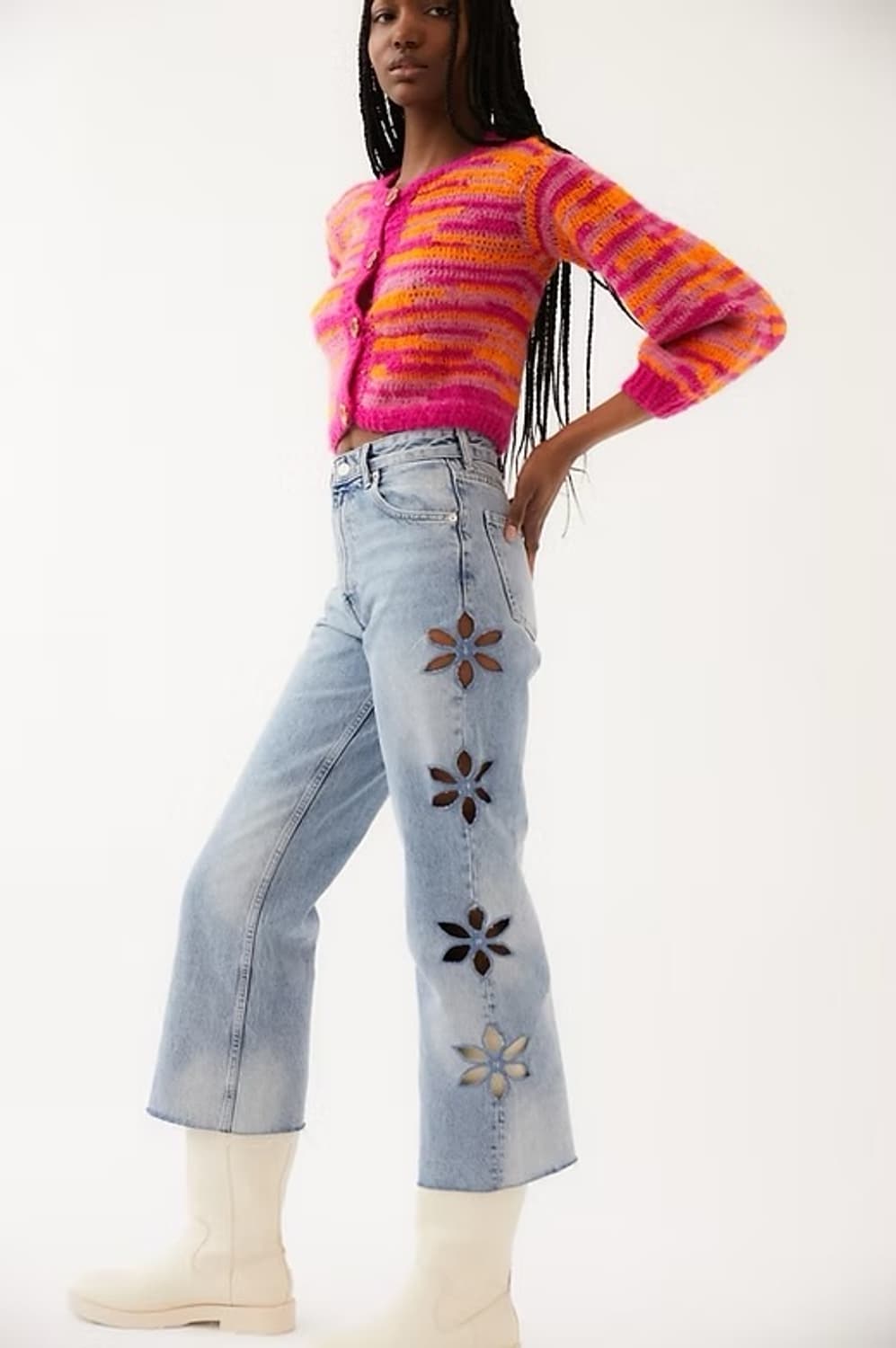 [TACH CLOTHING] 플라워 크롭 데님 28  상품이미지2