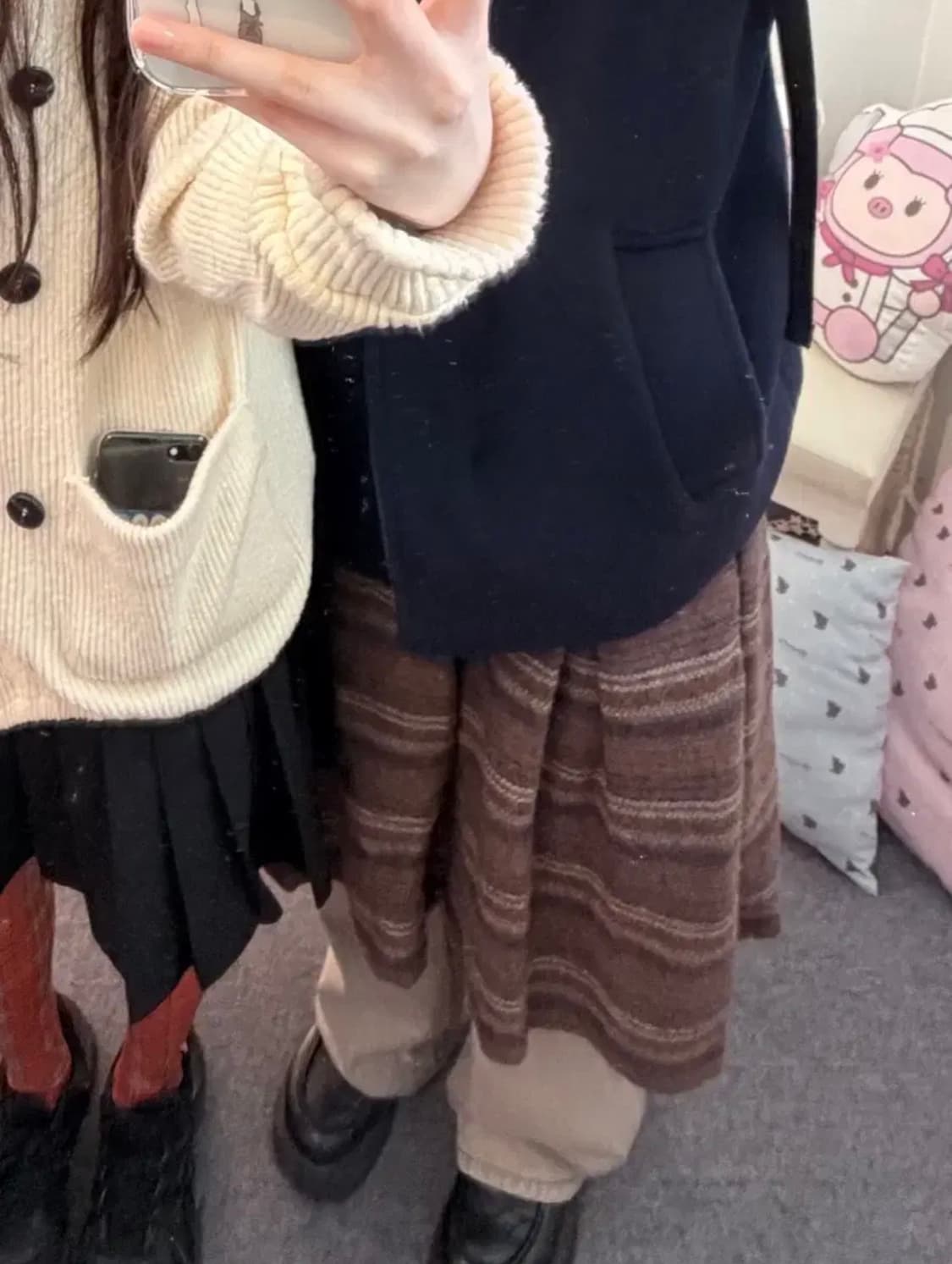 하라주쿠 일본빈티지 겨울 미디스커트 상품이미지2