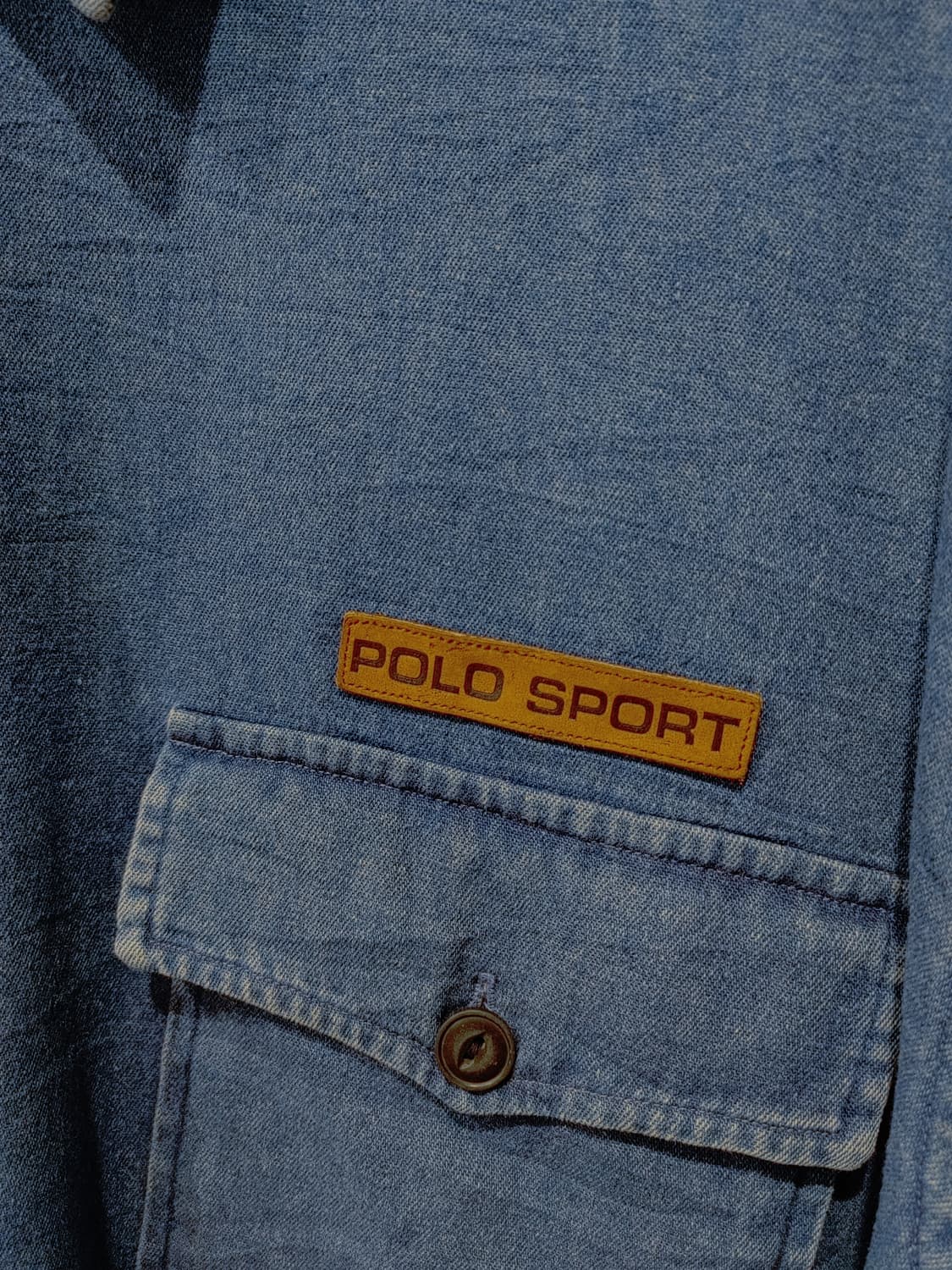 무배) 폴로 랄프로렌 체크 믹스 데님 반집업 - 2XL 상품이미지4