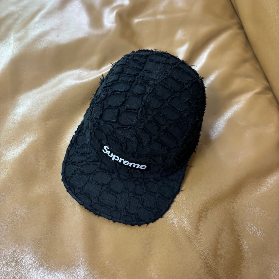 슈프림 캠프캡 모자 박스로고 25ss 프레이드 크록 데님 블랙 상품이미지5