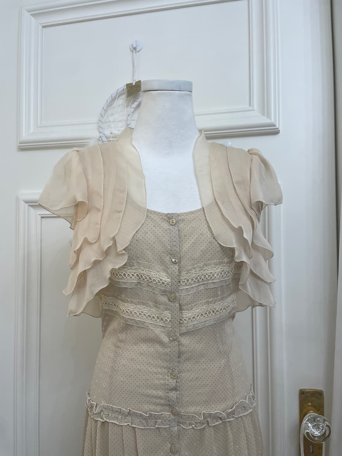 beige ruffle fairy bolero&beige dot lace 상품이미지5