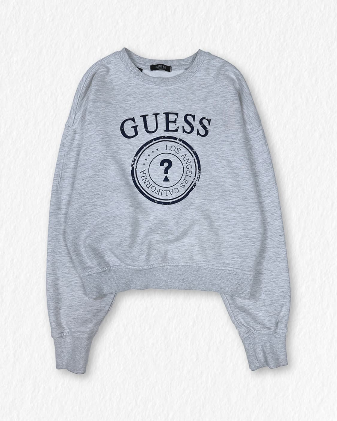 게스 크롭 맨투맨 멜란지 화이트 상품이미지1