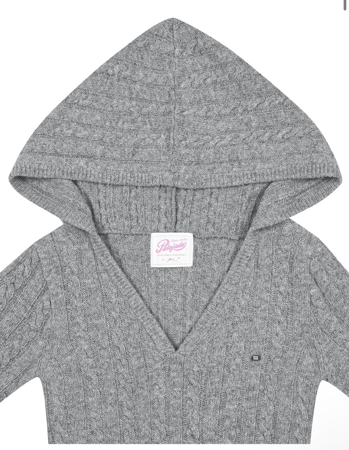 페일제이드 케이블 후드 니트 - 베이비핑크 상품이미지5