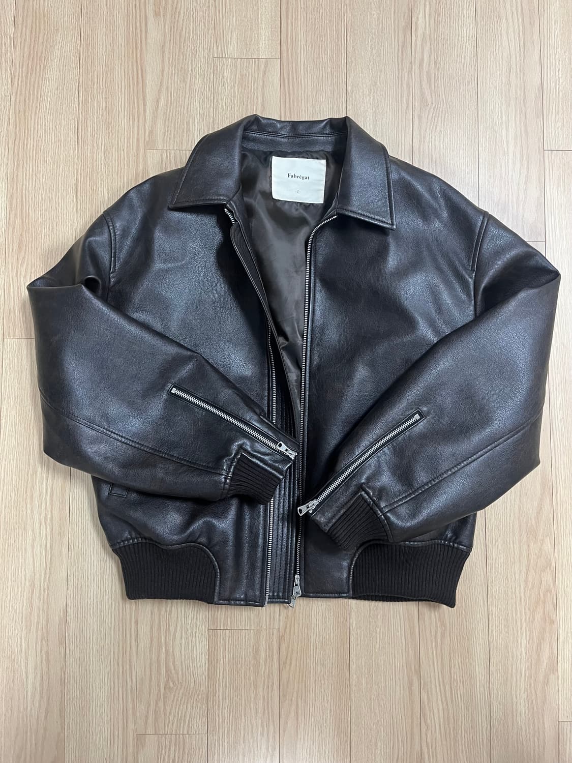 파브레가 바드 레더 봄버 자켓 다크브라운 2사이즈 상품이미지3
