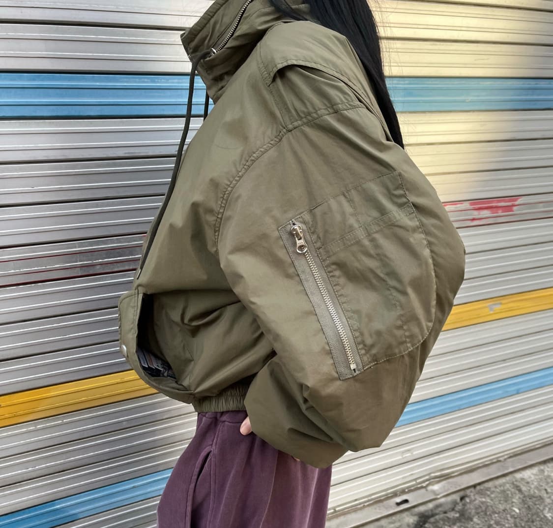 카키 오버핏 항공 점퍼 패딩 상품이미지2