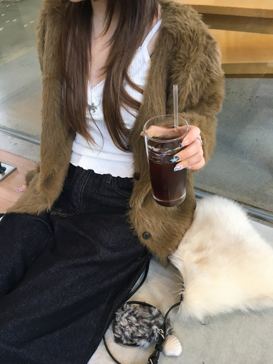 퍼 가디건 (brown) 상품이미지3