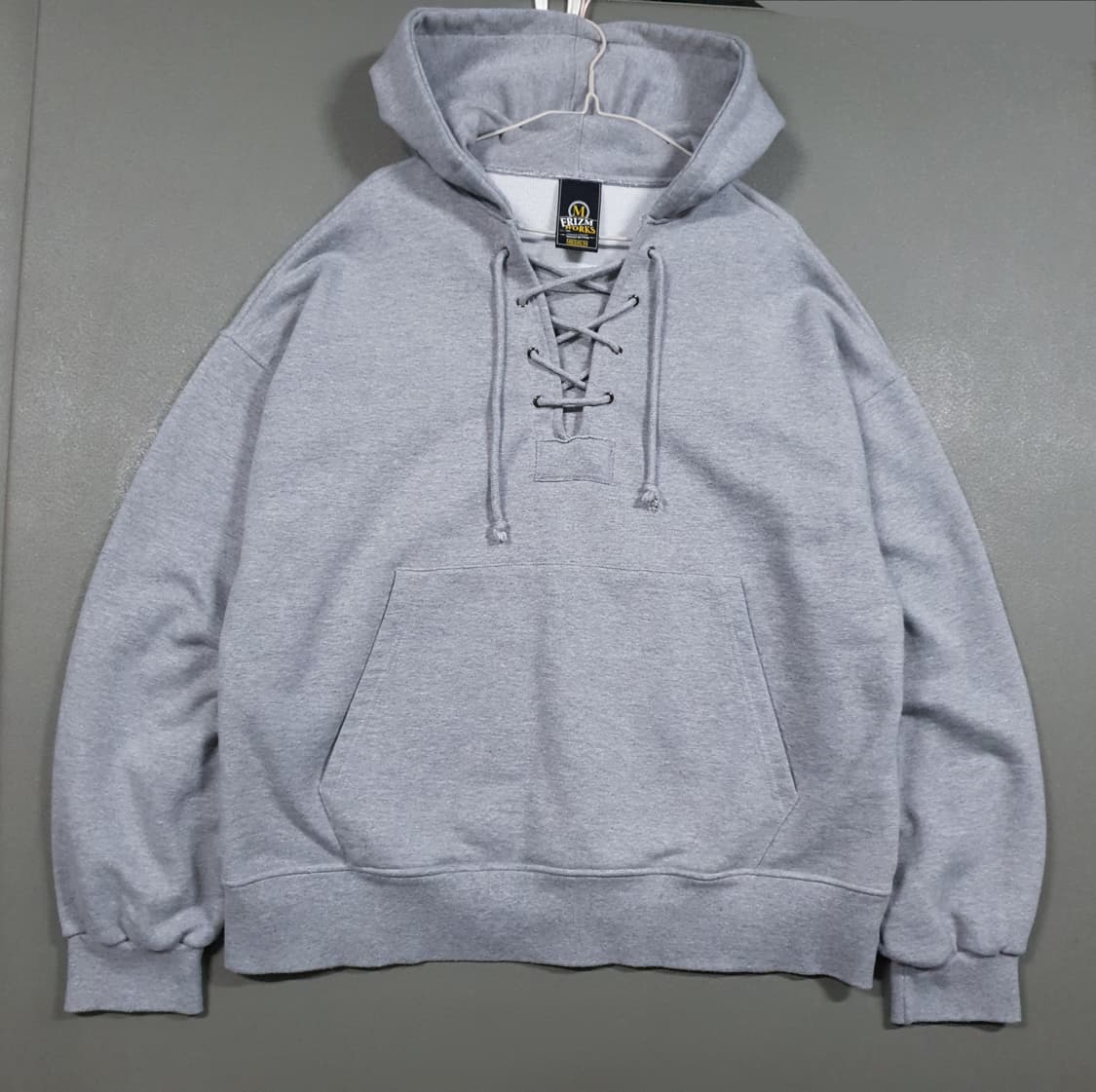 실측 XL) 프리즘웍스 USN 아노락 스웻 후디 그레이 오버핏 후드티 상품이미지2