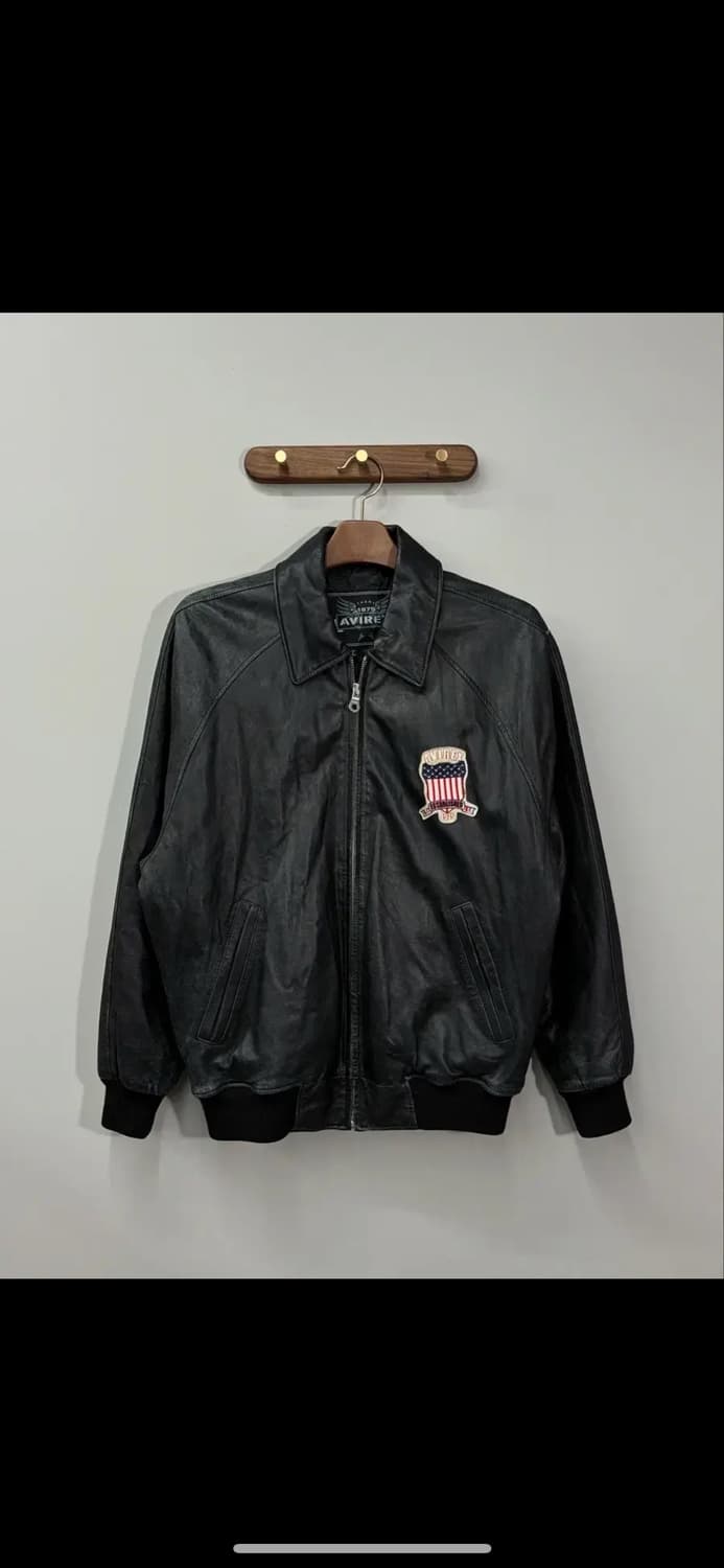 아비렉스 빅로고 램스킨 블랙 A-2 레더 자켓 H1598 상품이미지4