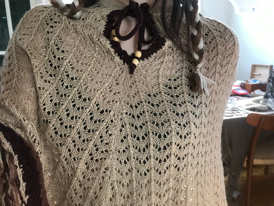 vintage fringe knit cape 상품이미지6