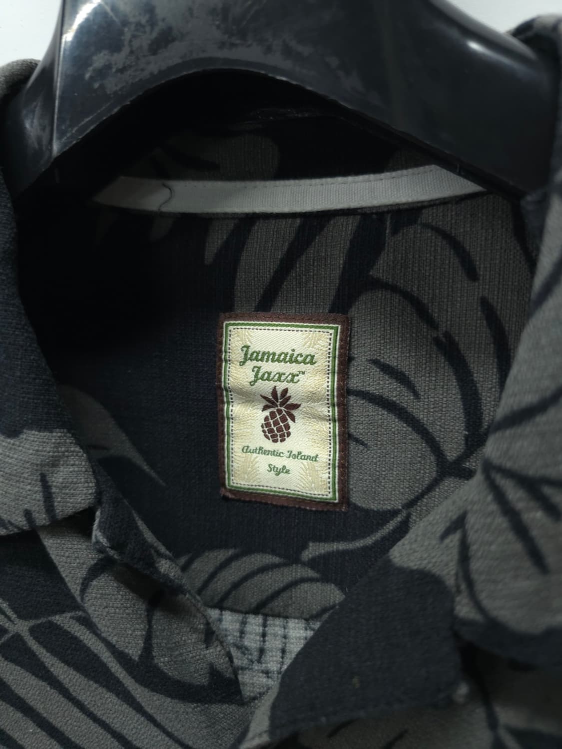 빈티지 자메이카 잭스 모노톤 보태니컬 실크 100% 알로하 셔츠 상품이미지3