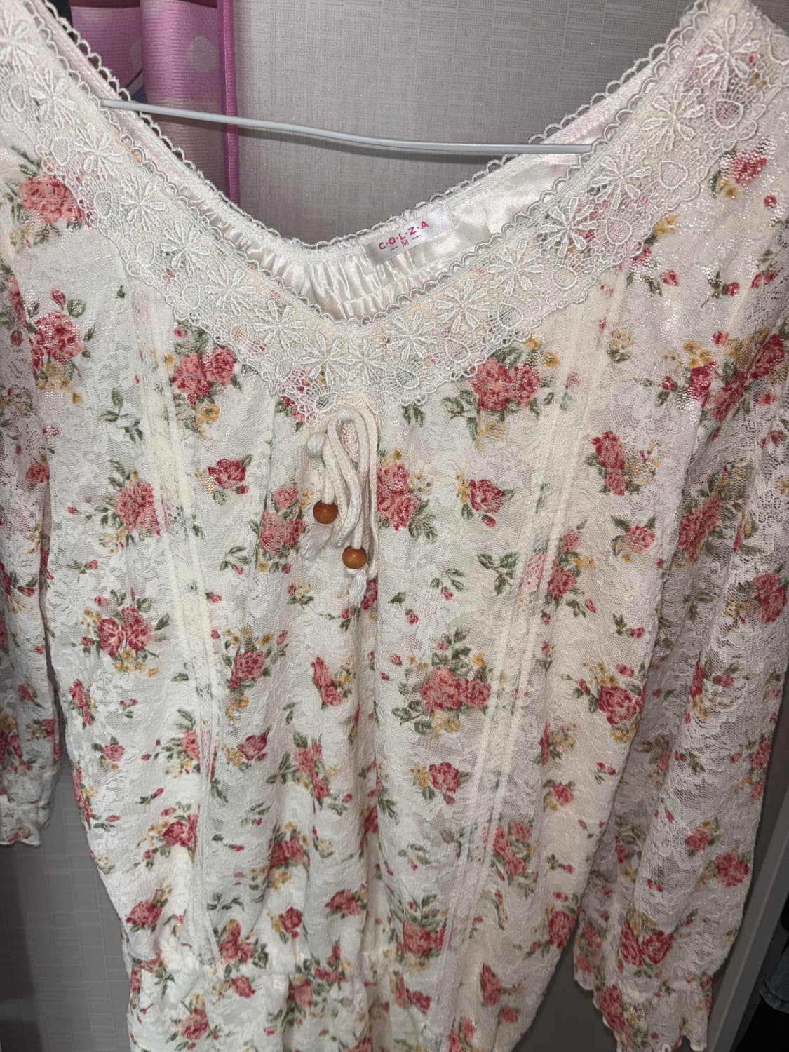 리즈리사깔 플라워 패턴 레이스 블라우스 히메갸루 니혼진 모리걸 러블리  상품이미지3