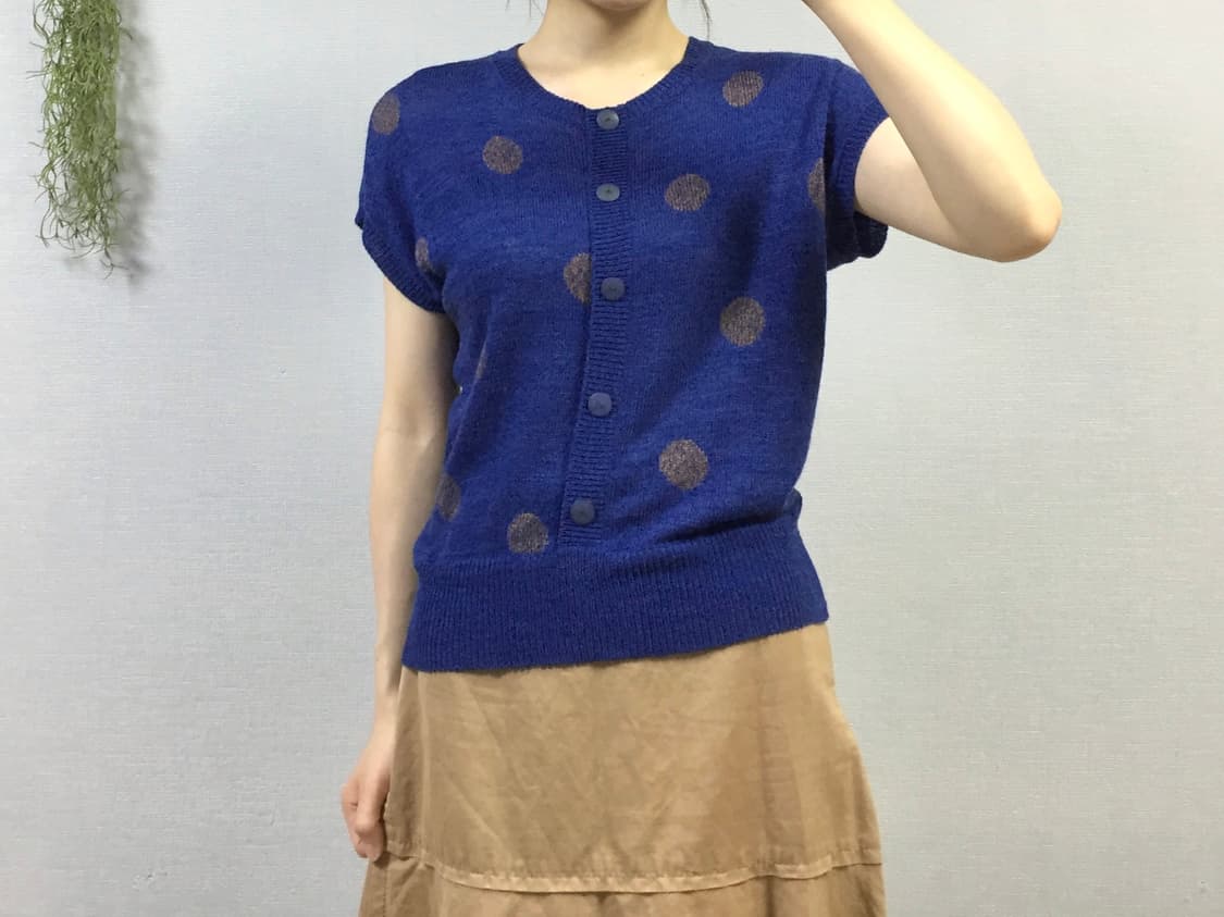 Japanese vintage dot knit top 상품이미지1
