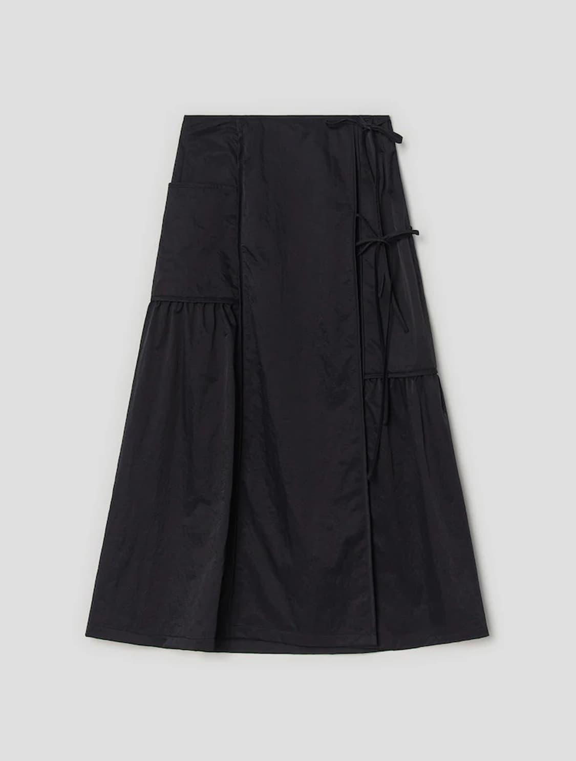 Volume Wrap Skirt (Black) 상품이미지1