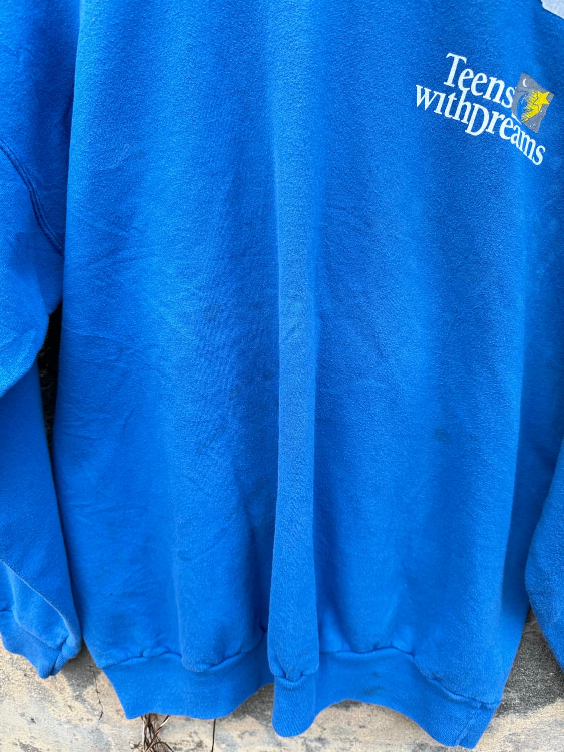 00s 헤인즈 빈티지 컨디션 양면 프린팅 스웻 셔츠 맨투맨 블루 상품이미지4