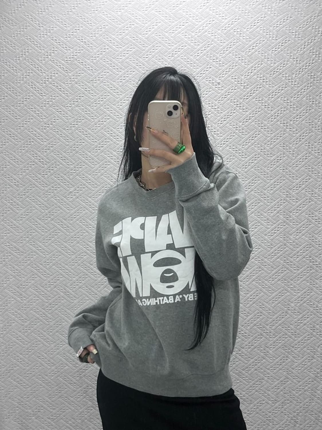 베이프 AAPE 빈티지 키치 빅로고 기모 맨투맨 L C08136 상품이미지2