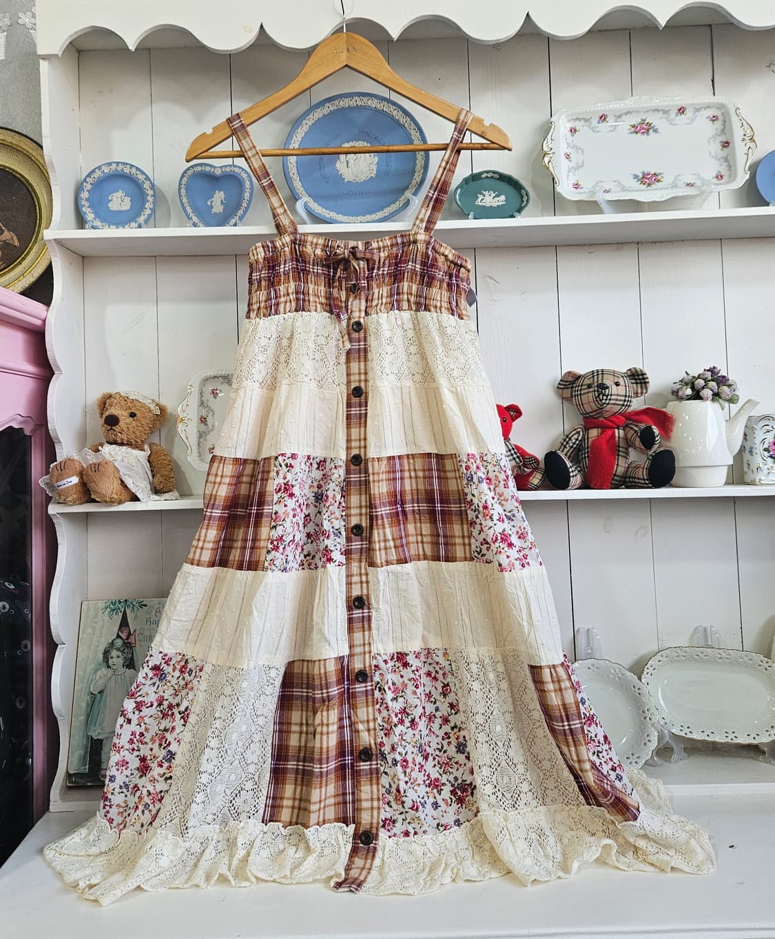 패치워크 레이스 원피스 상품이미지1