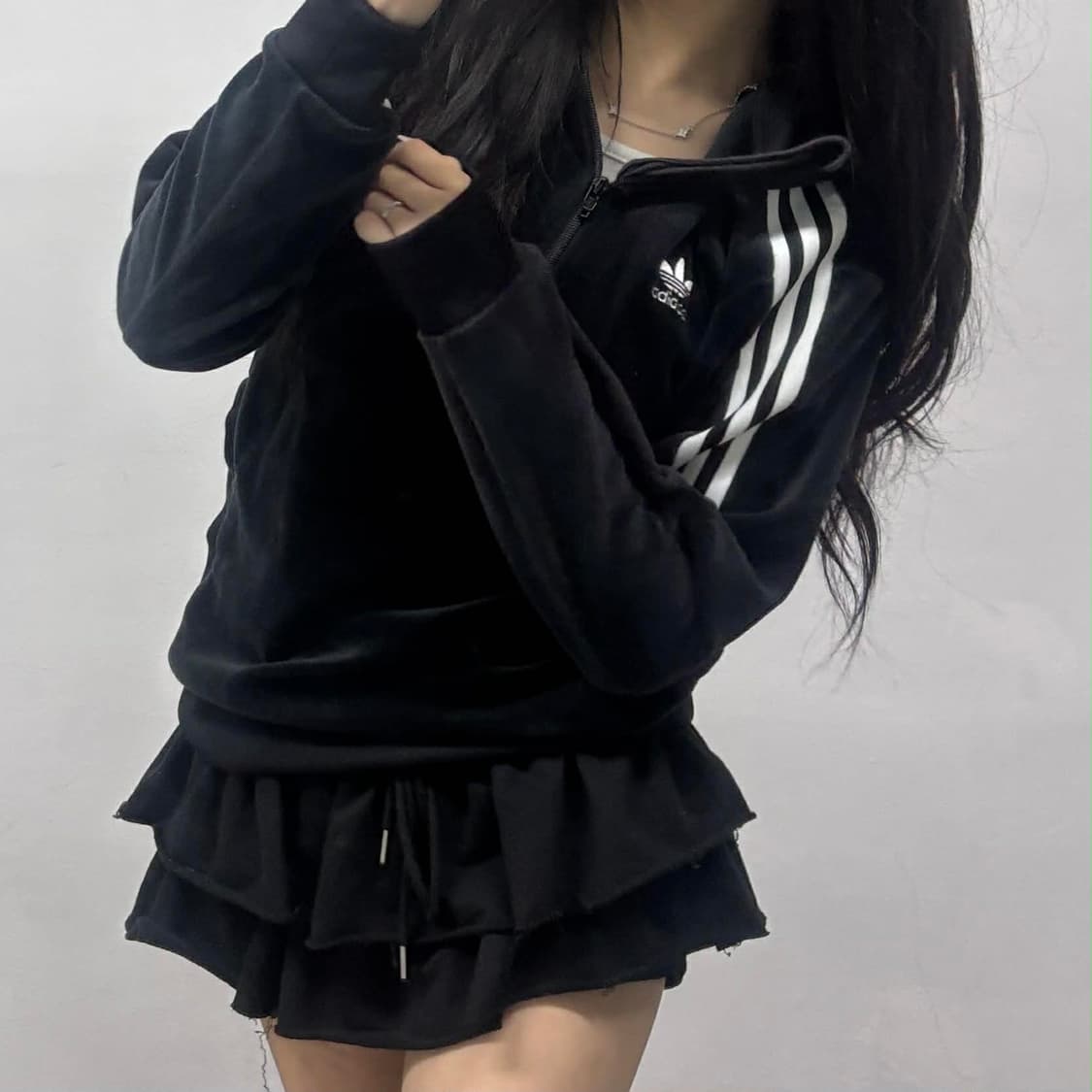 아디다스 신형 벨루어 벨벳 코지 하프 집업 후드티(S) 상품이미지2