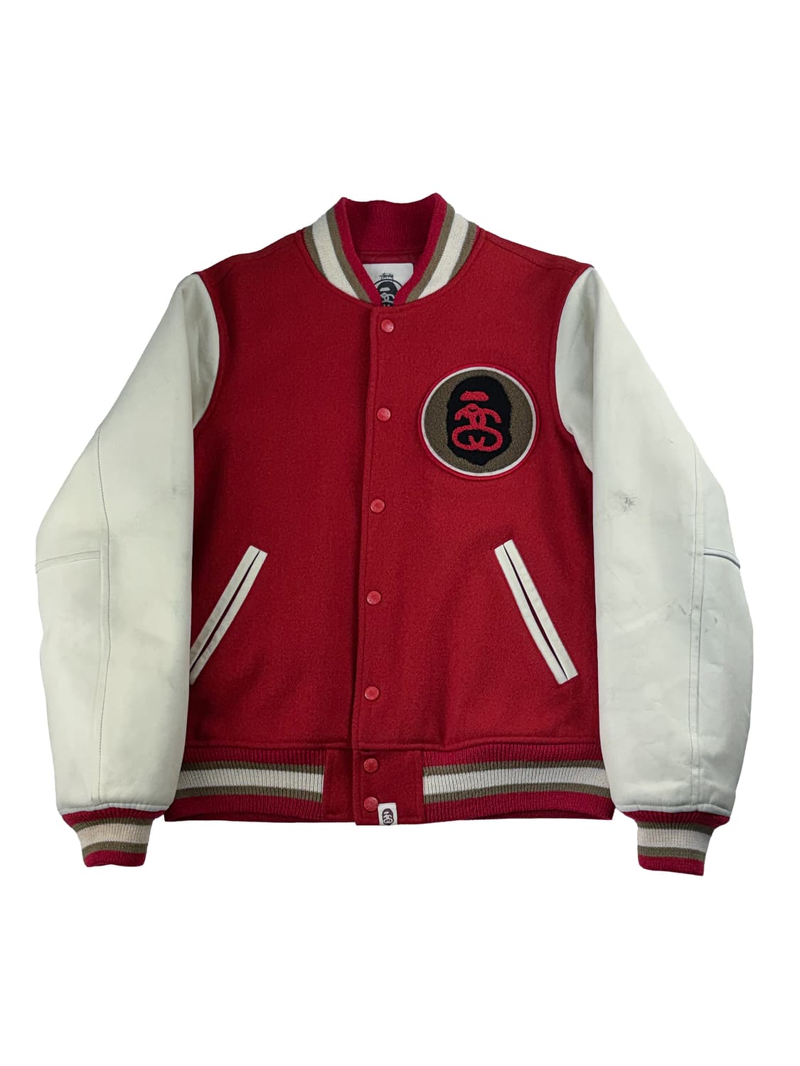 스투시 x 베이프 바시티 자켓 레드 13FW 상품이미지2