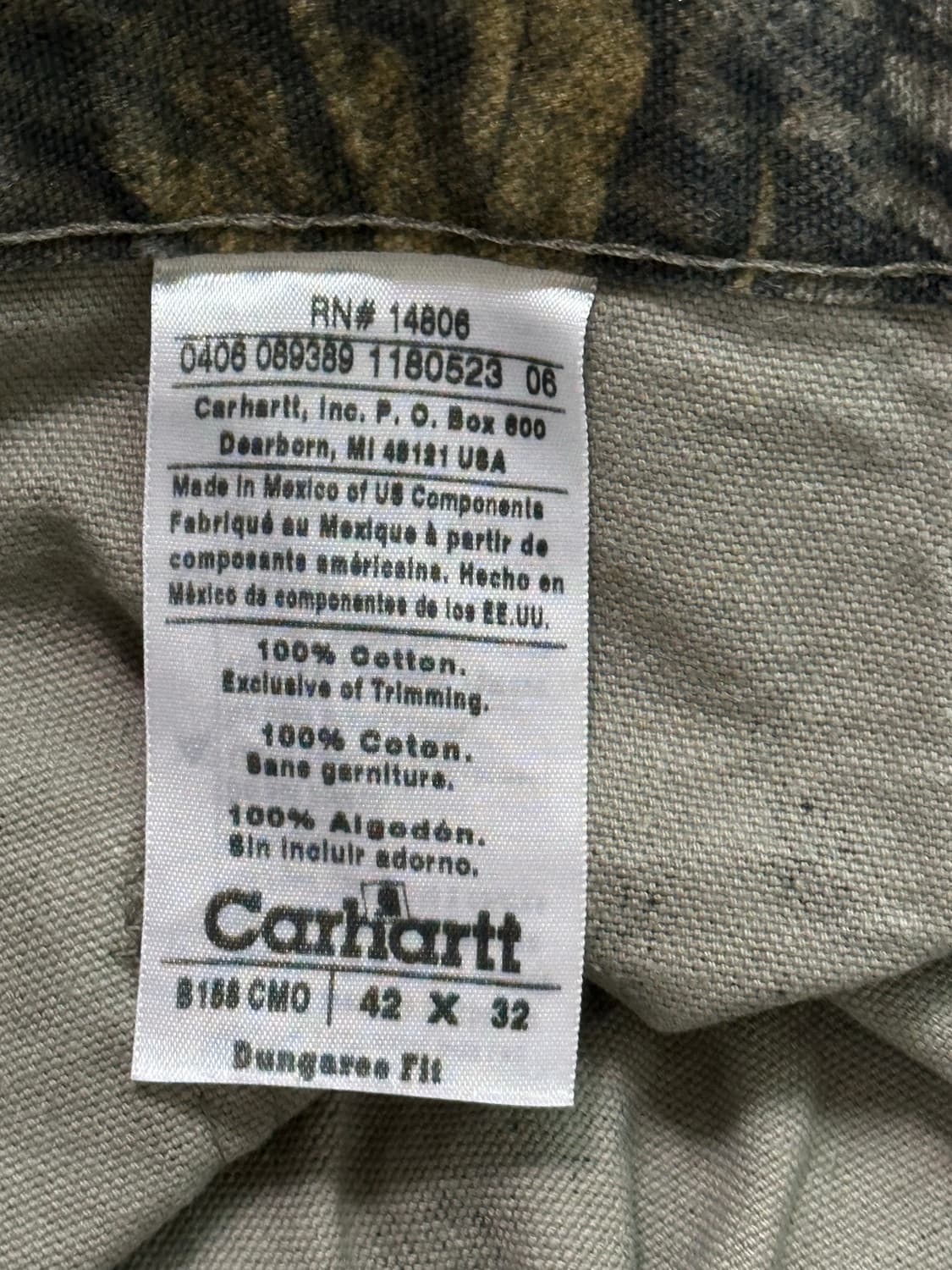 42*32) 칼하트 B158 싱글니 리얼트리 카모 상품이미지4