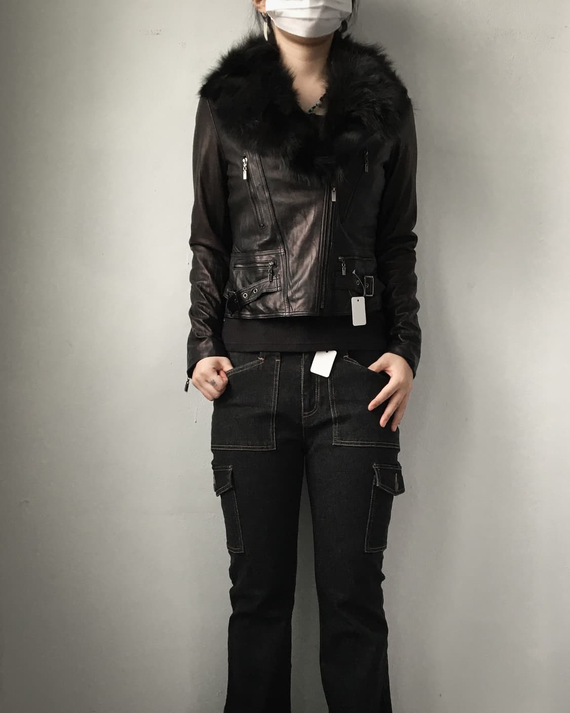 fur collar point leather jacket 상품이미지1